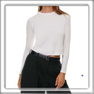 Babaton by Aritzia “Everyday Longsleeve” Crew Neck White Top Ultra Soft Size XL